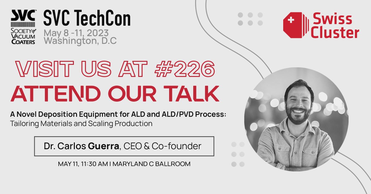 Are you at #SVCTechCon in Washington, DC? Meet us at Booth 226 to explore our R&D and industrial #ALD and #PVD solutions. Plus, don't miss the insightful talk by Dr. Guerra at 11:30, May 11 at Maryland C Ballroom. #Thinfilms #coatings