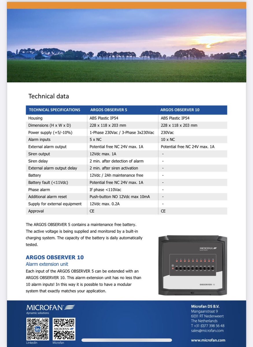 PE Service are agents for the supply and installation of the Argos  Observer 5 Master Alarm system  
The ARGOS OBSERVER 5 is a very reliable central alarm system specially developed to monitor ventilation, heating and cooling systems. 1/3
