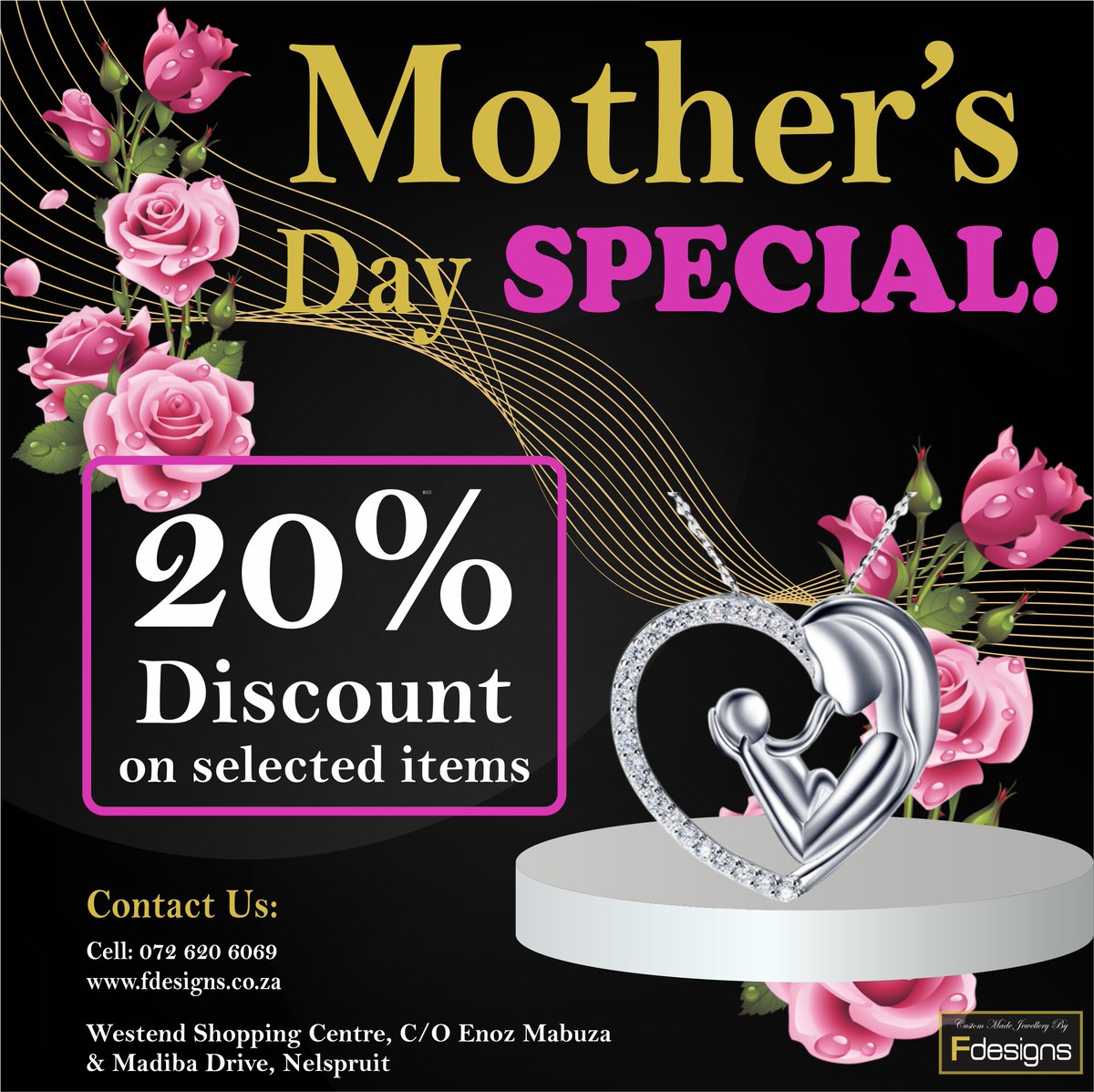 This Mother's Day, surprise the mother of your children with a heartfelt gift that she'll treasure forever. And to make it even sweeter, we're offering a special promotion of 20% off on selected items.

#MothersDay #GiftForMom #SpecialPromotion #20percentOff #JewelryForMom