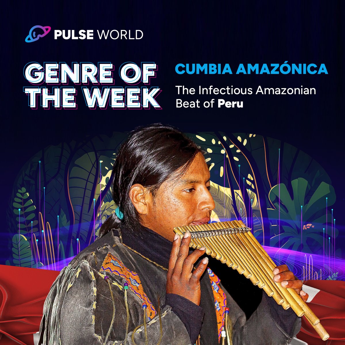 pulsemetaverse's tweet photo. In recent years, Cumbia Amazonica has become a 🌍global trendsetter, with its infectious beats and distinct Peruvian sound captivating audiences in dance clubs and local bands worldwide!
#pulseworld #genreoftheweek #musicgenres #cumbiamazonica #peruvianmusic https://t.co/tr56gCCtI4