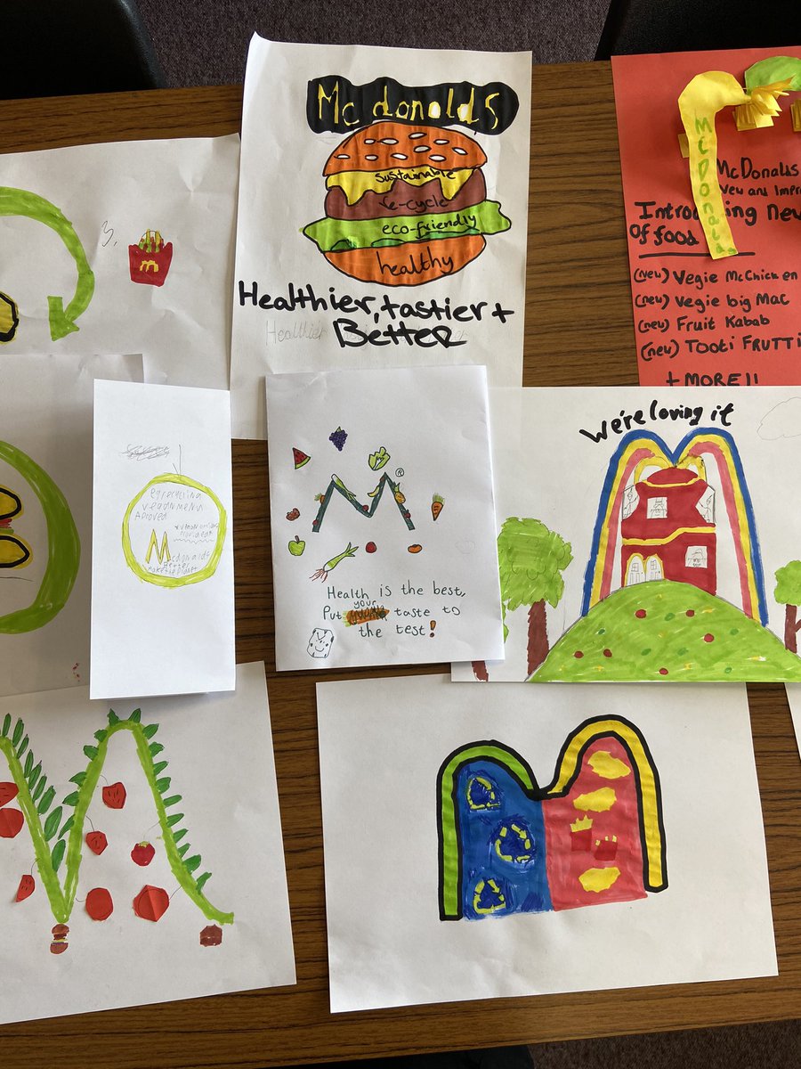 rhstechnologies's tweet photo. ICT had a great morning with @NewmainsPS primary 7 classes today! 

They were creating a new logo for McDonald’s focusing on sustainability and healthy eating 🌱

Check out some of their fabulous logos and slogans! https://t.co/nFuEQguTbI
