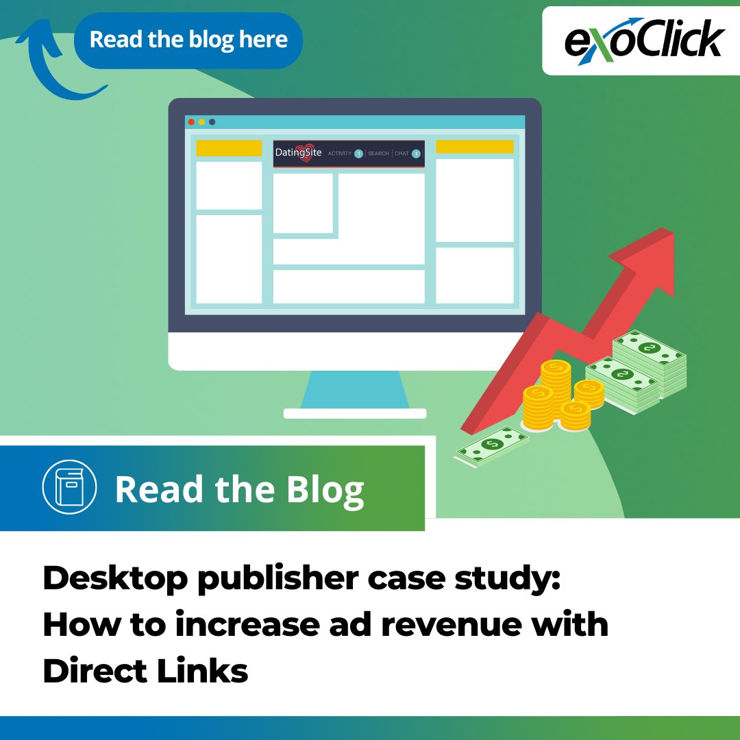 Exoclick's tweet photo. Read our latest case study to learn how to maximize Direct Link ad revenues with strategic messaging and placement for desktop devices 🔗 https://t.co/MqQIVvqcQl
#onlinesales #onlineadvertising #onlinemarketing #adtech #adtech2023 #adtechnology #newblog https://t.co/RJEkwdkM3n