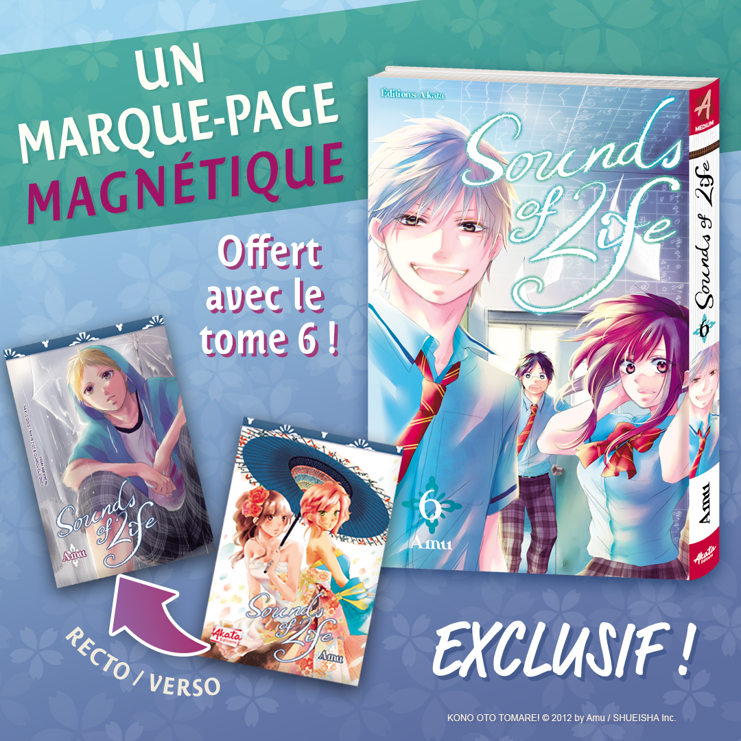 AKATAmanga's tweet image. [INFO GOODIES] En cadeau🎁dans le tome 6 de "Sounds of Life", vous trouverez un marque-page magnétique. Cette offre sera disponible pour l'intégralité du premier tirage et sans augmentation de prix, alors ne trainez pas trop #soundsoflife #konoototomare