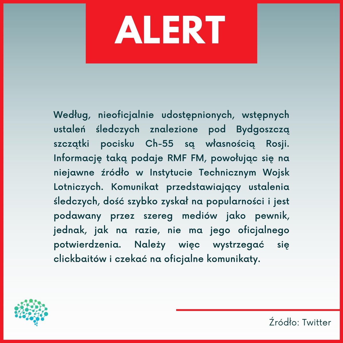 mediacheckpl's tweet photo. ❗ALERT❗

W tym momencie docierające informacje należy traktować jako ciekawostkę - nawet jeśli później okażą się prawdziwe. https://t.co/8qzKoN8Ju9