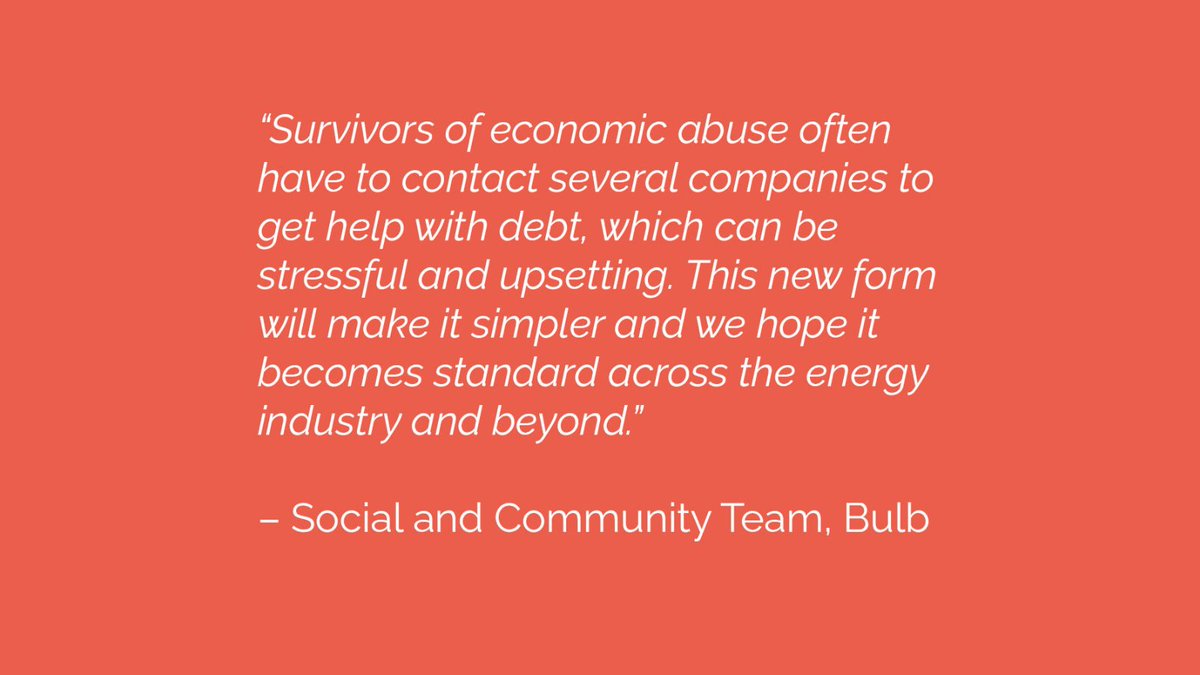 SEAresource's tweet photo. The superb Community Team at @BulbUK explain how the Economic Abuse Evidence Form helps organisations prioritise the wellbeing of victim-survivors. 

Join our free info session on the #EAEF and learn how your utility company can make a positive impact 👇https://t.co/Y9WLeGLzKs https://t.co/h1zZ6puy62