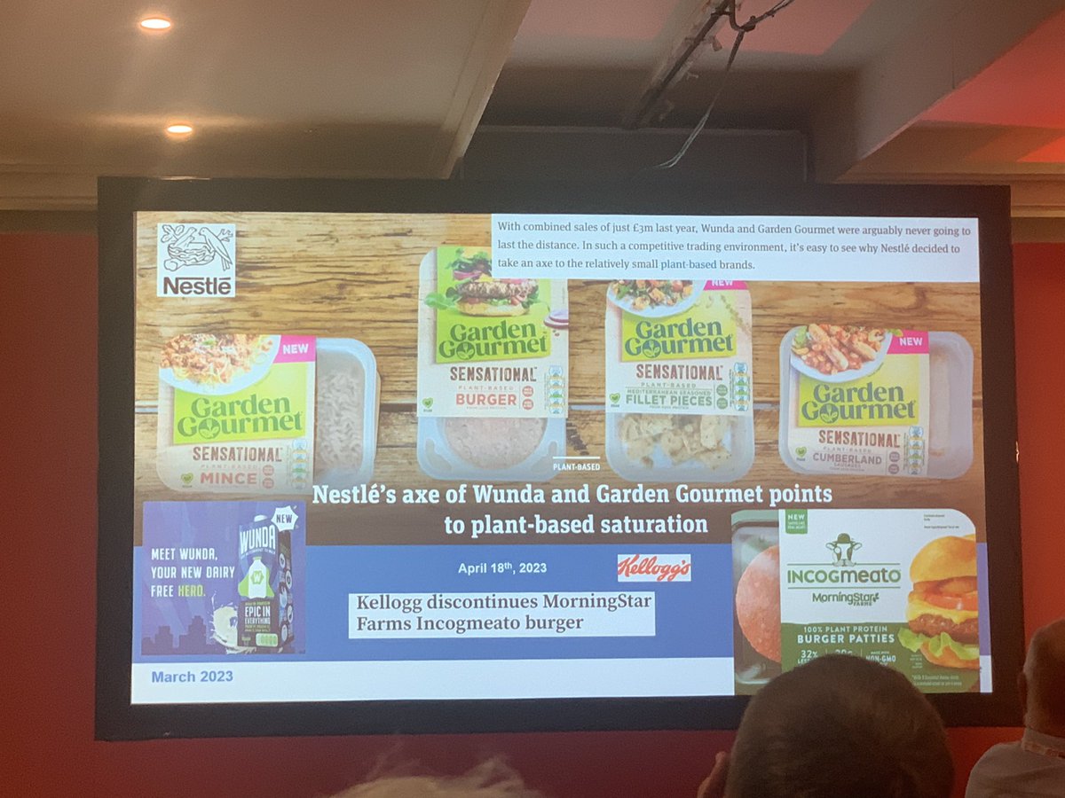 ShaneMcAuliffe1's tweet photo. Nestle and Kelloggโs have dropped their plant based brands - @ProfDavidHughes #pigstomorrow https://t.co/EpLnw03RtS