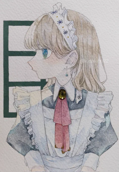 待ちわびて #メイドの日 #透明水彩