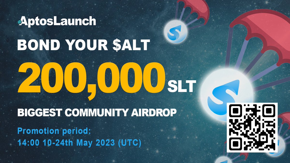🤑Airdrop 200,000 $SLT for the Top 50 Sprinters to celebrate the <a href="/SuiLaunchIO/">SuiLaunch 💧</a> IBO🚀

Bond your  $ALT for $SLT at app.aptoslaunch.io/launchpad/suil…

<a href="/zealy_io/">Zealy</a> Sprint at: zealy.io/c/aptoslaunch/…

Starts: 10th May 2023 16:00 (UTC)

- $SLT Staking Rewards will be MUCH higher than $ALT - launch