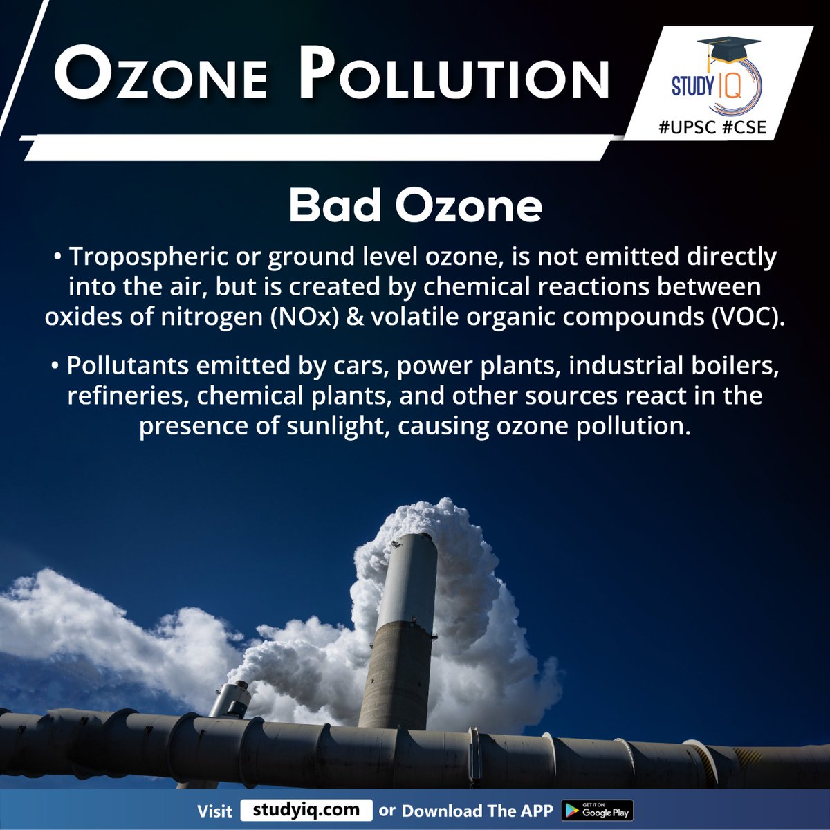 Ozone Pollution

#ozonepollution #ozone #o3 #delhi #reactivegas #oxygen #earth #atmosphere #ozonelayer #protectivelayer #delhi #ultravioletrays #sun #chemicalreactions #nox #oxidesofnitrogen #wolatileorganiccompounds #voc #powerplants #chemicalplants #upsc #sunlight #ips #ias