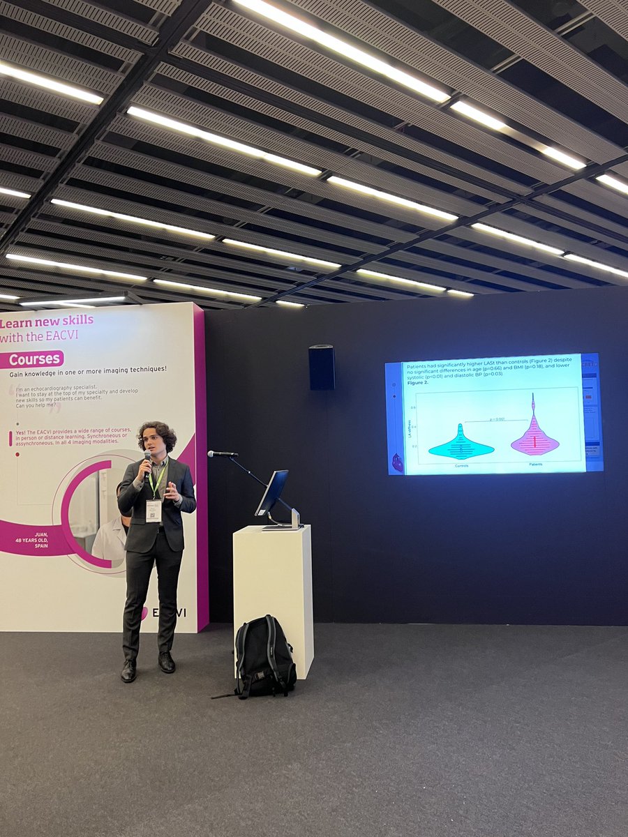 Research medical student Rasmus Bach Sindre talked today about the prevalence and determinants of atrial disease in young stroke patients at #EACVI2023. Very interesting, keep up the good work! <a href="/rasmusbasi/">Rasmus Bach Sindre</a> @medofak_uib <a href="/haukeland_no/">Haukeland</a> <a href="/EvaGerdts/">Eva Gerdts</a>