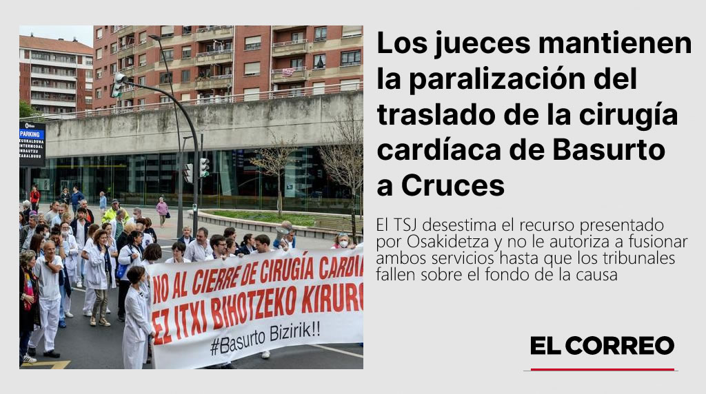 🔴#ÚltimaHora TSJ mantiene la paralización del traslado de la cirugía cardiaca de Basurto a Cruces

💬<a href="/lgarridoknorr/">Laura Garrido Knörr</a> "No solo es un varapalo judicial, es una muestra más de la nefasta gestión del Gobierno de Urkullu. Están deteriorando la sanidad vasca y generando alarma social"