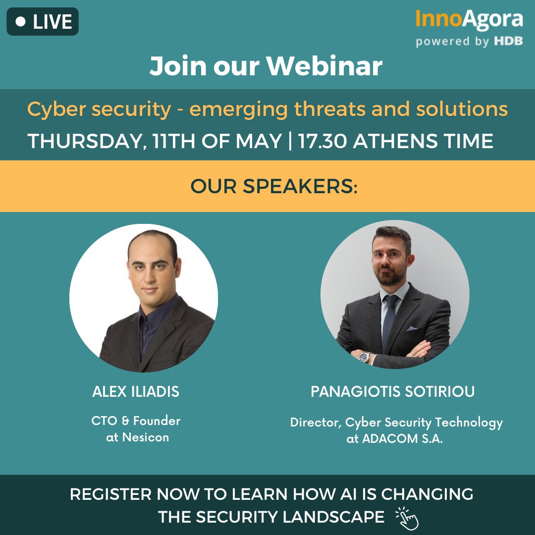HDB_GR's tweet image. 📅 Join our next InnoAgora Talk on Thursday, 11th of May at 17:30 

Register Now 🎟️teams.microsoft.com/registration/J…

#HDB #HelpDoingBusiness #innoagora #cybersecurity #datasecurity #protectyourbusiness #innovation #technology
