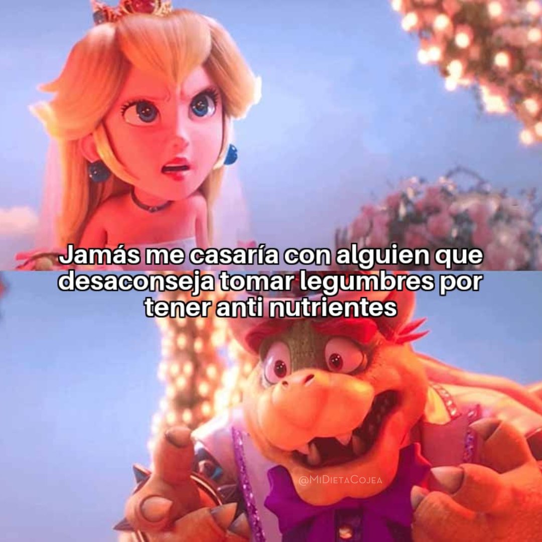 Si te dice que las legumbres son perjudiciales porque tienen antinutrientes: Redflag🚩
1⃣Bien porque no sabe que se destruyen con el cocinado (como los antinutrientes del huevo).
2⃣Bien porque lo sabe, y solo es una excusa para meterse con la prote vegetal.