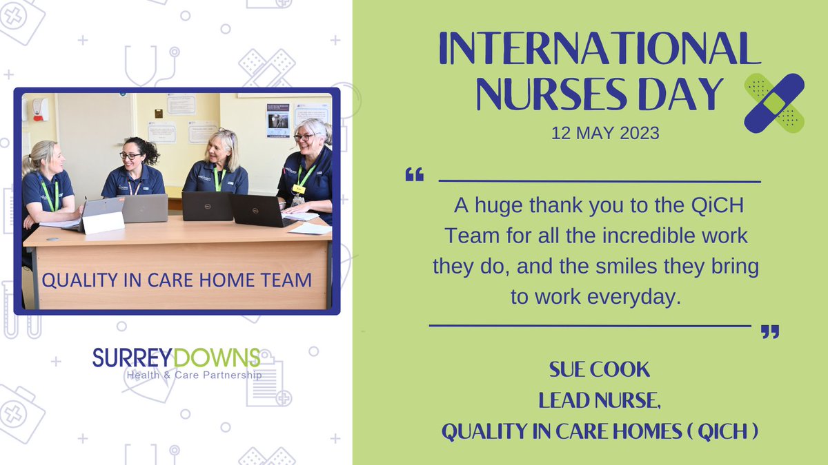 Sue Cook, Lead Nurse - Quality in Care Homes (QiCH) would like to thank the QiCH Team for their hard work and dedication. 
We are so proud of everything you do in making a difference to the people in your care. #NursesDay