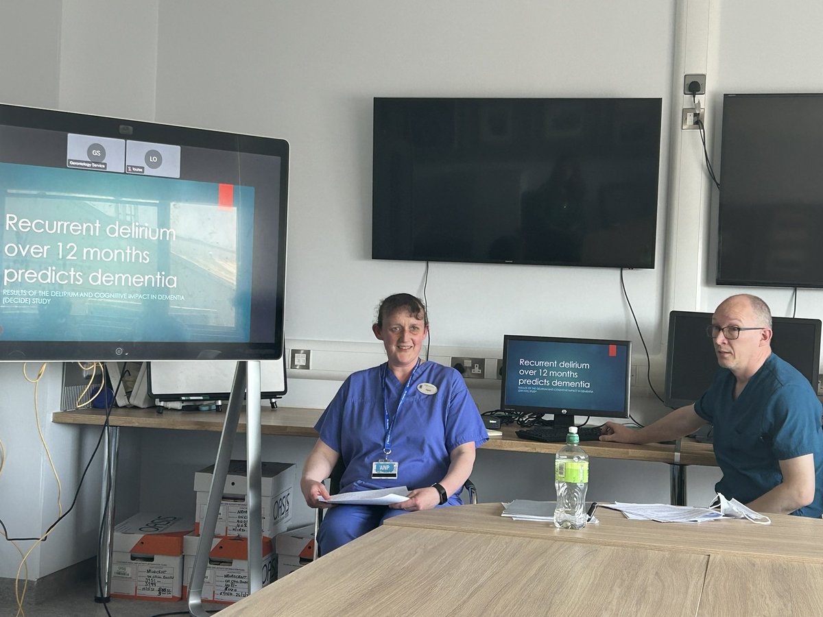 Lunchtime teaching yesterday on the recurrent delirium &amp; association with dementia by our own ANP <a href="/gabeoboe/">Carol Lyons</a> &amp; @JoesphMorr78617