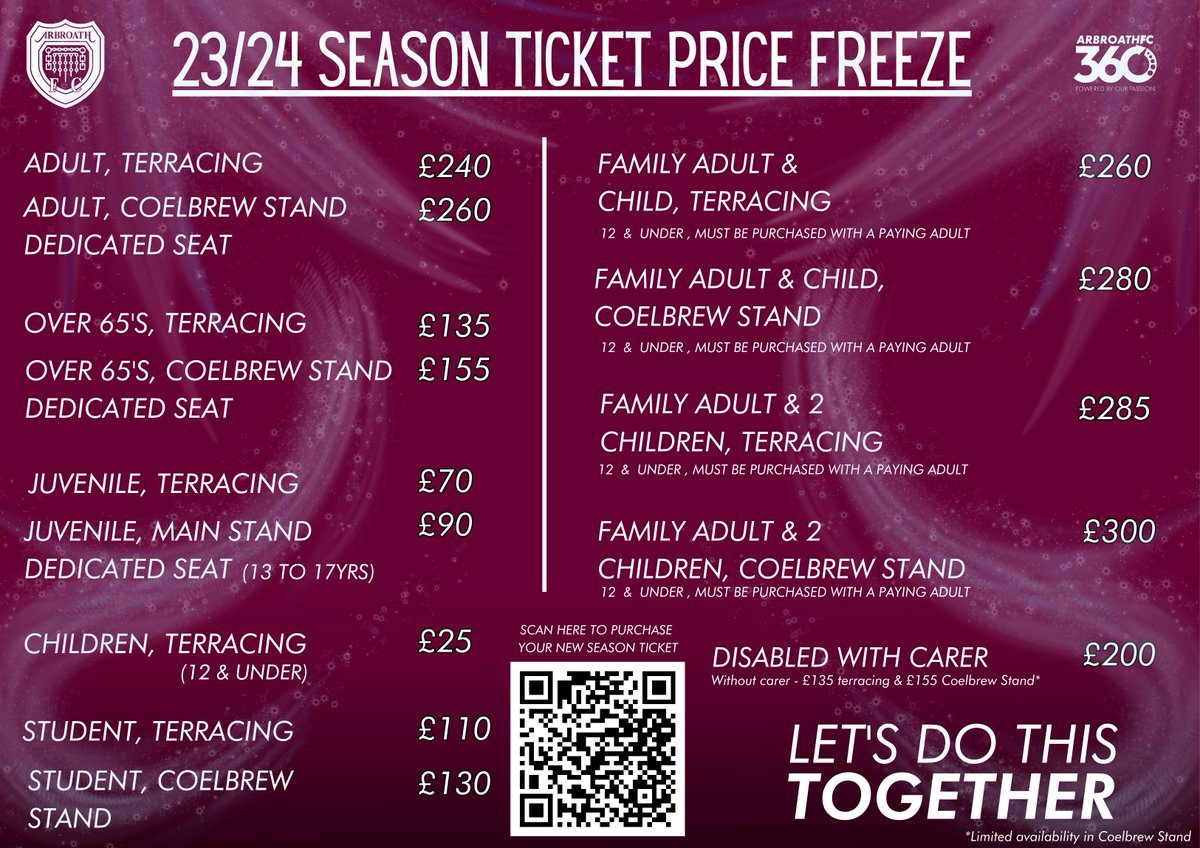 ArbroathFC's tweet photo. Season Tickets on sale now!

Renewals - https://t.co/umejZNelb6

New Season Tickets - https://t.co/tYeBGnfOzS https://t.co/H18kbDO82u
