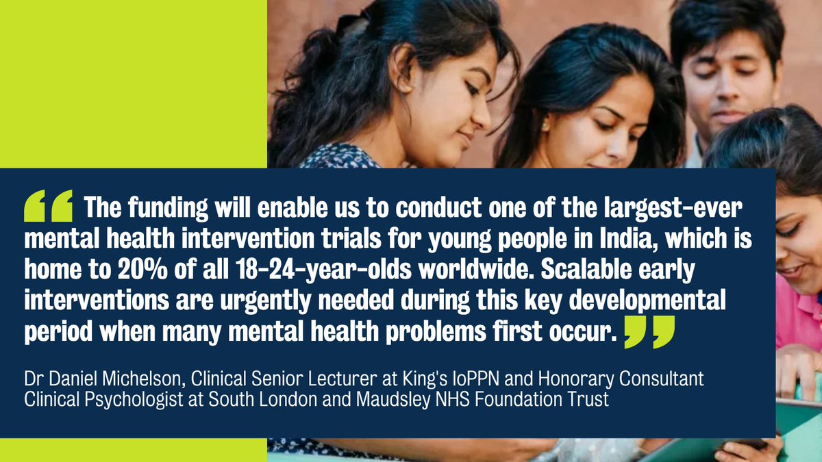 🧵Dr Daniel Michelson has been awarded over £2m for his programme which will investigate the effectiveness and mechanisms of brief, first-line #psychotherapies to reduce symptoms of #depression among disadvantaged university students in New Delhi. @wellcometrust #KingsIoPPN