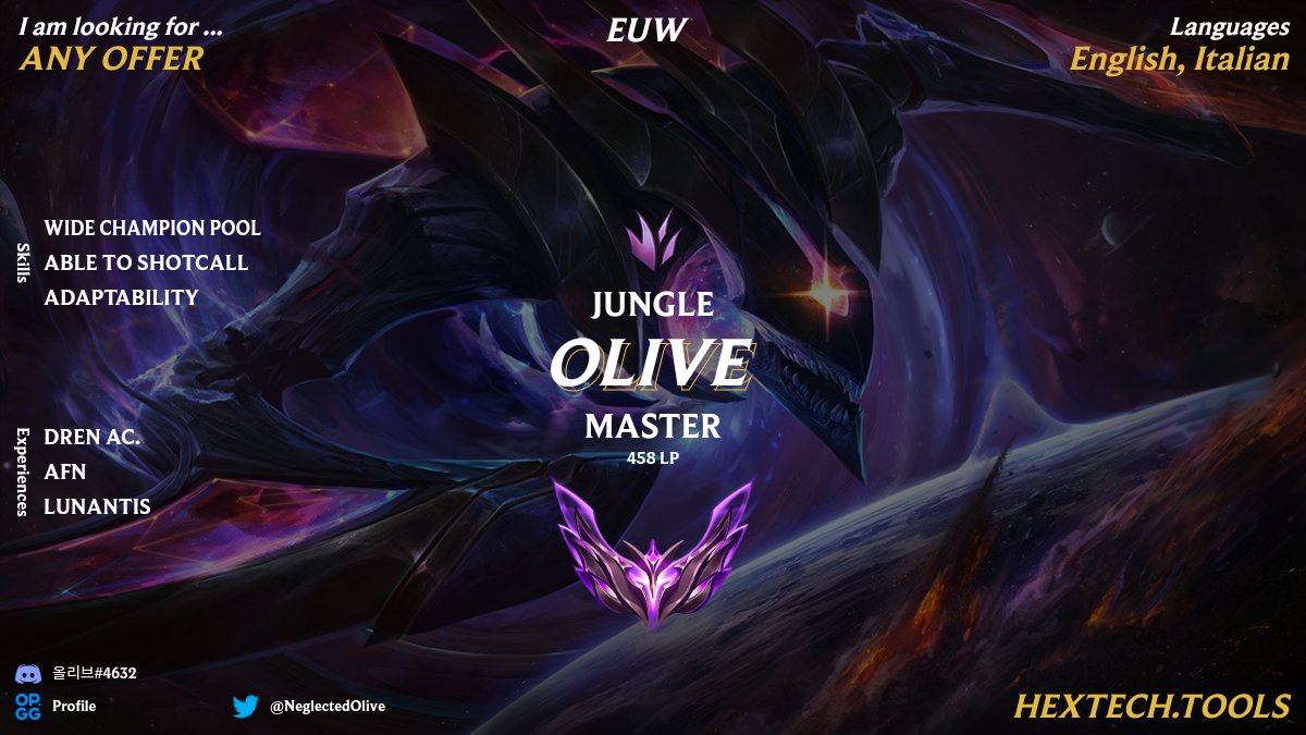 After my split with <a href="/LunantisGaming/">Lunantis Gaming</a> I decided to go LFT.
I'll consider any offer to satisfy my eager to play.

♥️ &amp; 🔁 are appreciated.