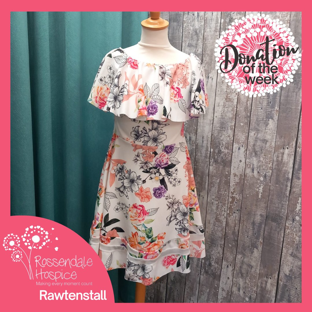 RossHospice's tweet image. Our #DonationOfTheWeek is this adorable Missfiga floral off the shoulder dress.
Size 10 and #NewWithTags
Our price a mere snip at £10!
Head to our Rawtenstall shop 9.30 - 4.30 Mon-Sat to see what other bargain items you can find.

#BNWT #SustainableFashion #CharityShop  #Preloved