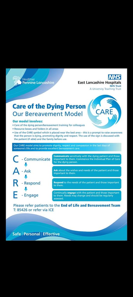 Dying Matters Awareness Week 💛 As a trust everyone has been really proactive when engaging with patients at the end of their life and supporting those important to them. Below is information on the trust CARE model that is being promoted by the trust. @ELHT_NHS @DyingMatters
