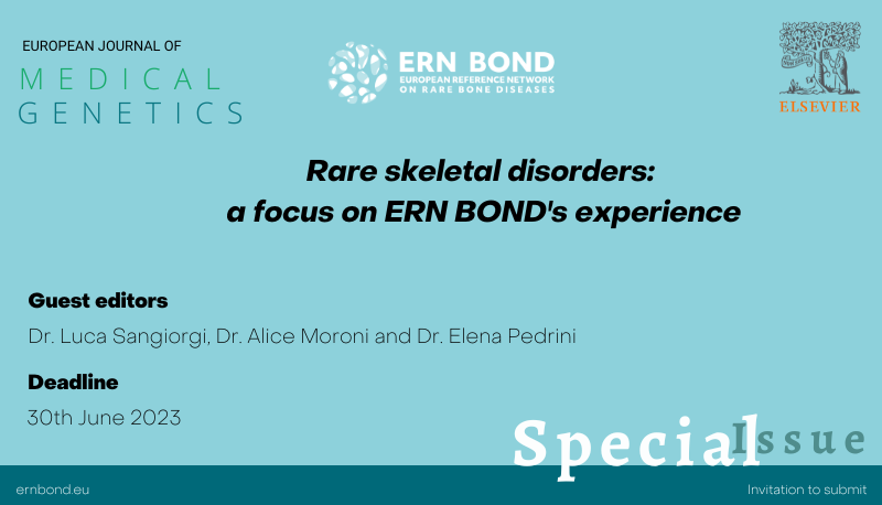 Special Issue “Rare skeletal disorders: a focus on ERN BOND's experience”. BOND members are invited in contributing with Original Research articles, Case Reports and Review articles. 

⏰ Deadline: 30th June 2023  

More informations ⤵️
bit.ly/3VSwWMu