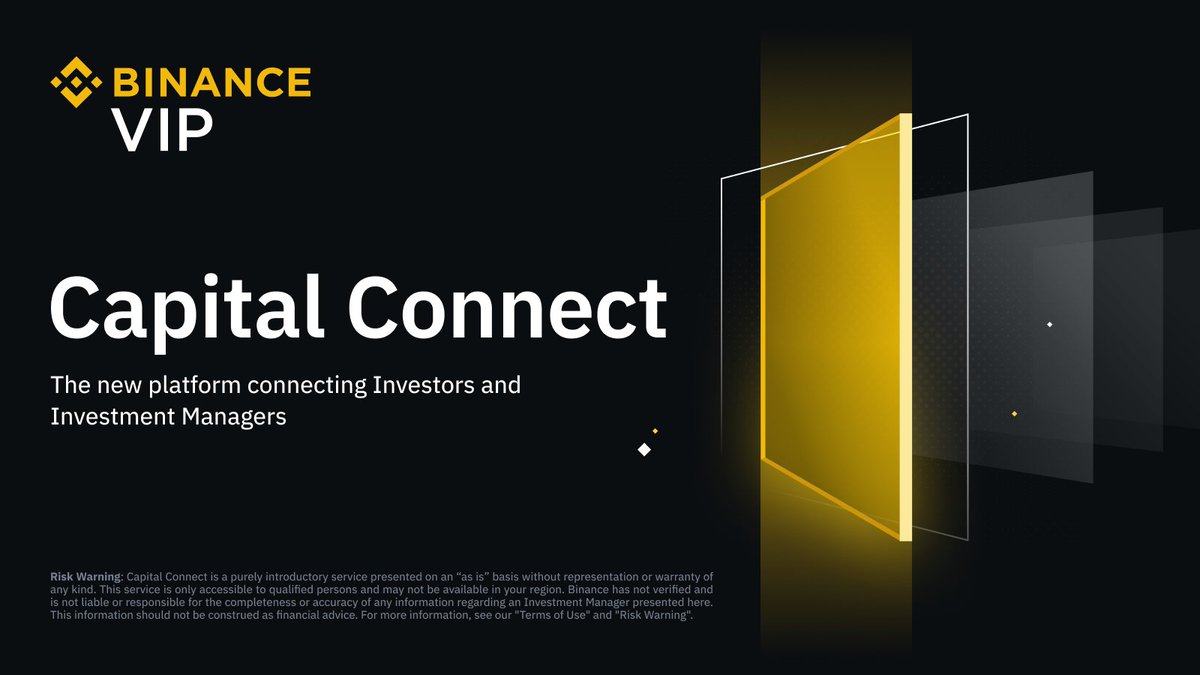 #BinanceVIP is excited to announce the launch of Capital Connect.

A platform for Binance VIP-level users that facilitates connections between Investors and Investment Managers.

Find out more ➡️ binance.com/en/cap-connect