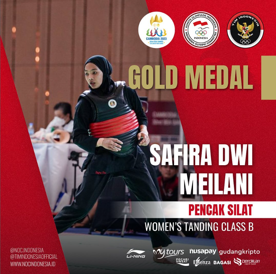 safricool's tweet photo. Emas ke-33!🥇
Dipersembahkan Safira Dwi Meilani dari cabor pencak silat nomor Women’s Tanding Class B.
Lar biasau!
#TimIndonesia #SEAGames2023 #SEAGamesVALORANT #seagamescambodia2023 #Seagames https://t.co/C0VeCKKlBN