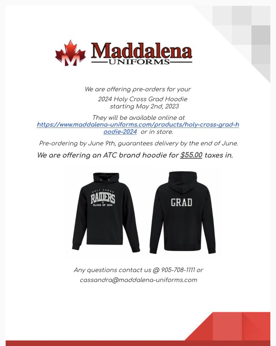 Class of 2024… can you believe it’s ALREADY time to order your Grad hoodie for September?!? Order early to make sure it’s ready for the start of the school year. #WeTheNorthEnd #everyonebelongsatHC #alreadypreppingtheClassof2024