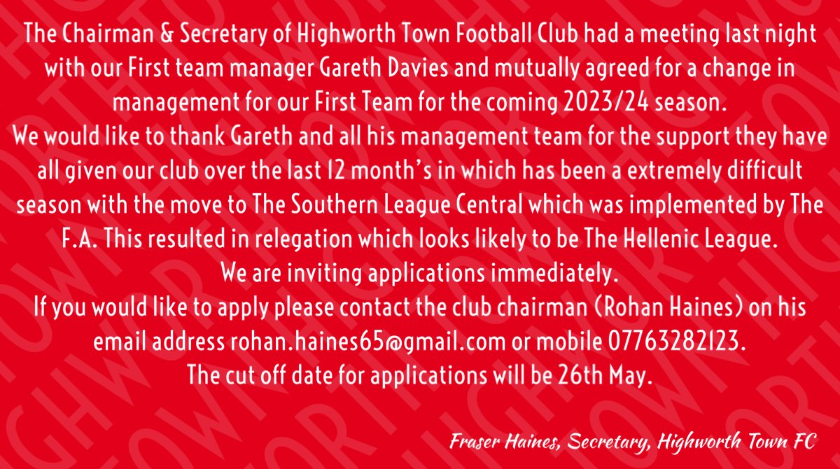 CLUB STATEMENT…