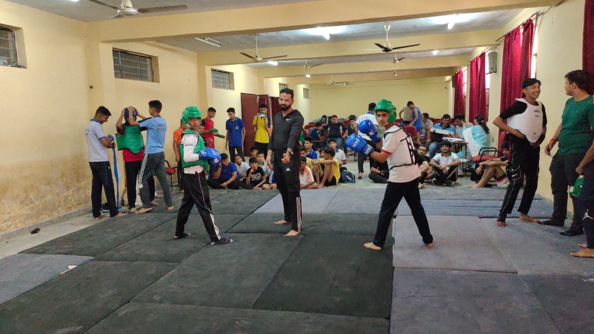 Department of youth services and sports District Jammu today organised Inter School Kick Boxing Competitions U/AAG boys category at Sacred Heart college Paloura Jammu and karate (Girls U/14/17)yrs Competition at Khel Gaon Nagrota