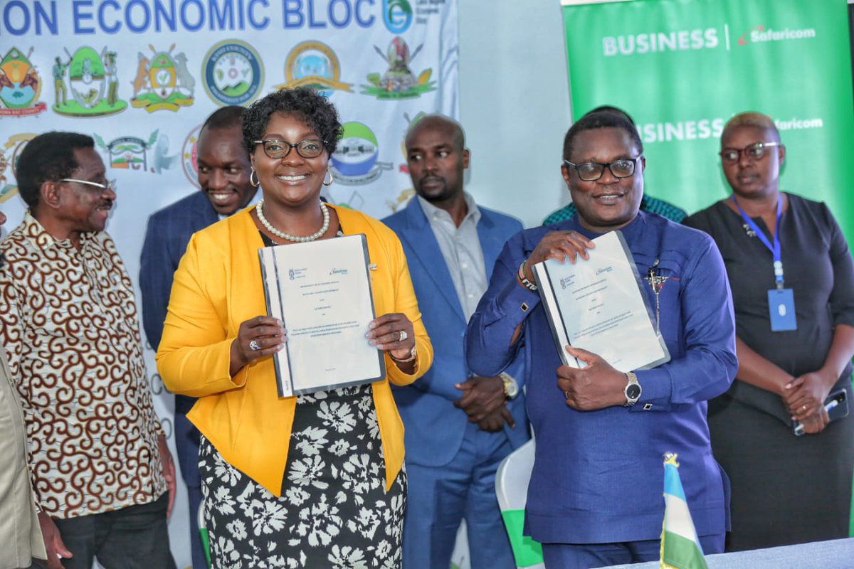 SafaricomPLC's tweet photo. Following a fruitful meeting, we have officially signed a Memorandum of Understanding (MOU) with @LREB14 counties We are excited to collaborate with @LREB14 and bring technology solutions closer to the communities. #myCounty https://t.co/3dJh08dKVa