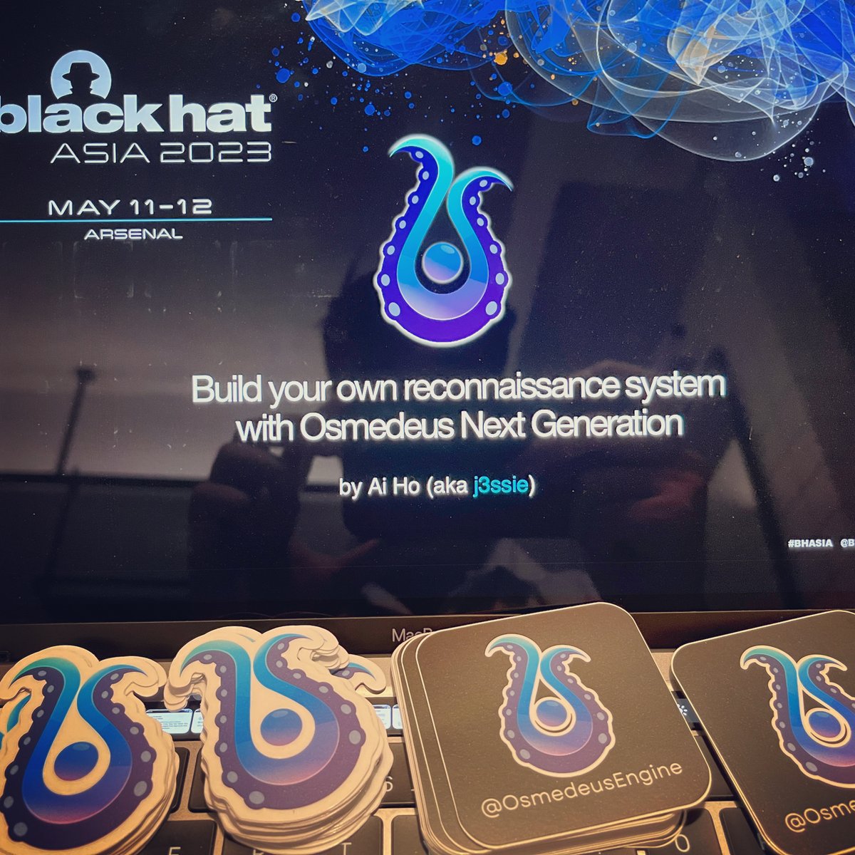 Join me for a live demo at the BlackHat Asia in #Arsenal Station 3 at 1:40pm

I'll be presenting an exciting session on how to build your own reconnaissance system using <a href="/OsmedeusEngine/">Osmedeus</a>

Don't miss the chance to grab some awesome swag as well! 🔥
#blackhat #BHASIA #BlackHatAsia