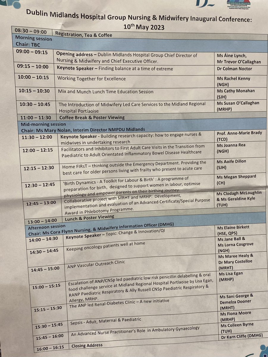 Learning, sharing expertise, collaborating and networking #MRHPortlaoise #nursing #midwifery powerful presentations #innovation @DMHospitalGroup Nursing & Midwifery Inaugural Conference @OliviaLafferty7 @emmamull_ @ainemlynch11