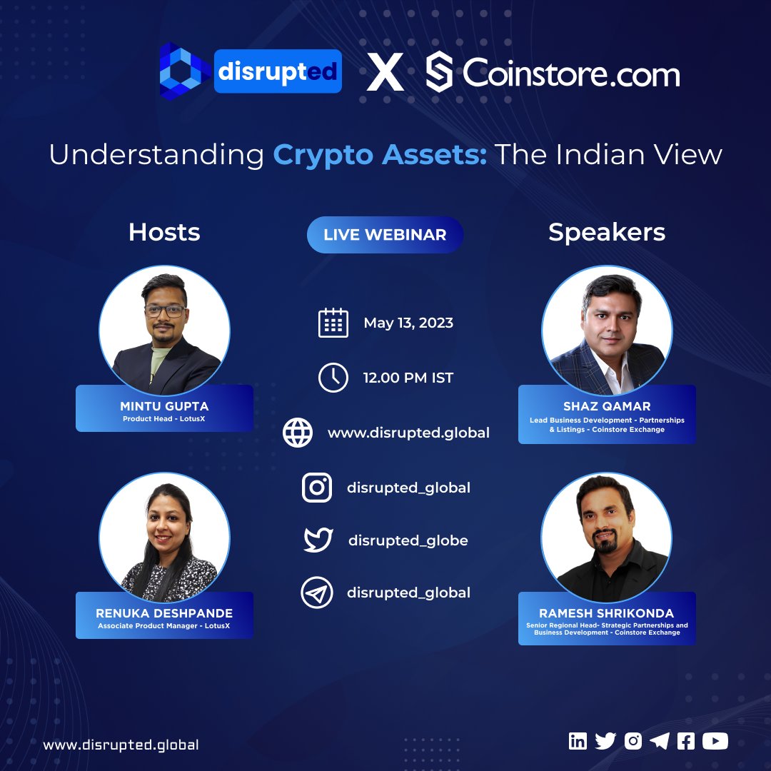 disrupted_globe's tweet photo. Join our free webinar on Saturday, 13th May 2023 from 12 PM to 1 PM on the topic Understanding Crypto Assets: The Indian View

Fill in your details to register now!
https://t.co/YATrPngbpu

#webinar #cryptoassets #cryptocurrency #cryptos #india #disrupted #learning https://t.co/f7zccC7Aem