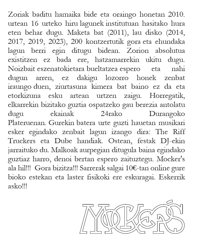 AGUR KONTZERTUA // CONCIERTO DESPEDIDA
EKAINAK 24 JUNIO
<a href="/Plateruena_K_A/">Plateruena Kultur Aterpea</a>