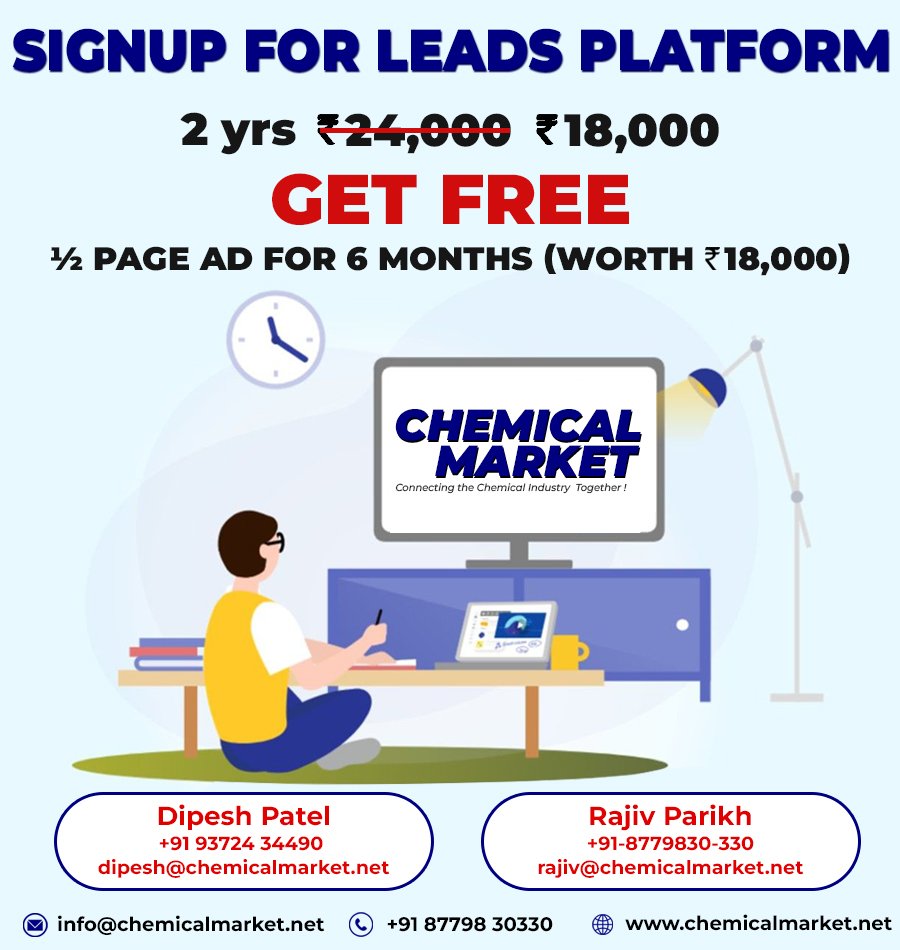 chemicalmarket's tweet image. Signup FOR Leads Platform
2 yrs Rs.18,000
GET FREE
1/2 page ad for 6 months (worth   18,000)
chemicalmarket.net/search
Call Now :- 
+91 93724 34490 / +91-8779830-330

.
#LeadsPlatform #Signup #chemicalindustry #chemicalmarket #chemicalmagazine #magazinead