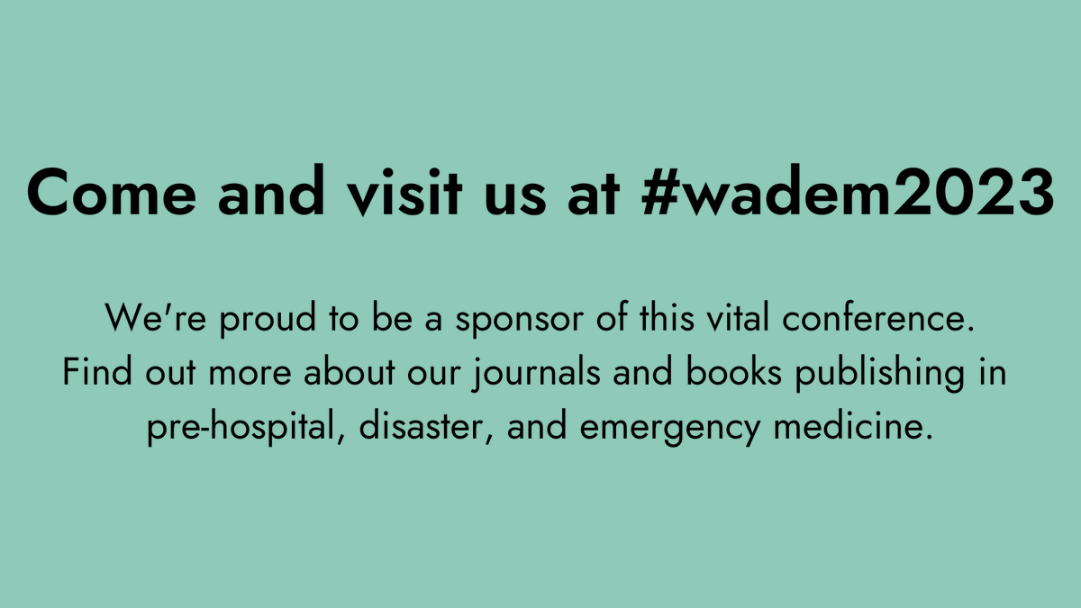 CUP_med_health's tweet photo. We're sponsoring and attending #wadem2023 this week, please come and see us to find out more about our publishing!
@WADEM_PDM @DMPHSociety
#complexityandcontinuity #prehospitalmedicine #disastermedicine #emergencymedicine https://t.co/is3x8qpxPr
