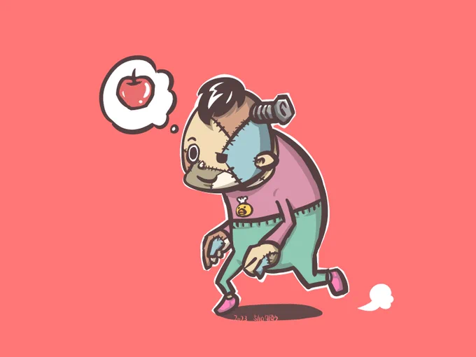 5/10 おつかいに出たけど手ぶらで来たことにまだ気付いてない人造人間くん  #イラスト #一日一絵