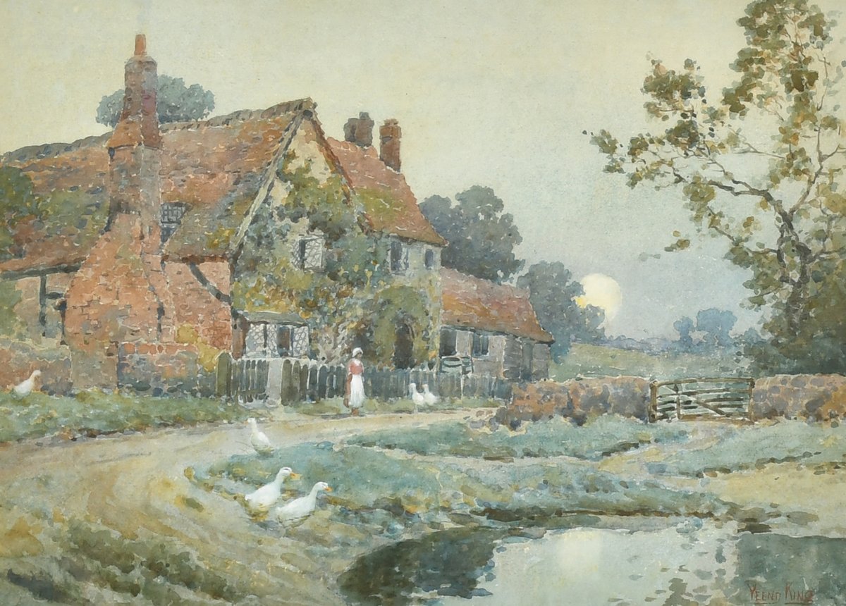 AuctionsParker's tweet photo. @MiltonsCottage This charming watercolour of Milton's Cottage by Henry John Yeend King is dated 1903. It is being sold at auction tomorrow, Thursday 11th May. https://t.co/sj3IUcyAGu
