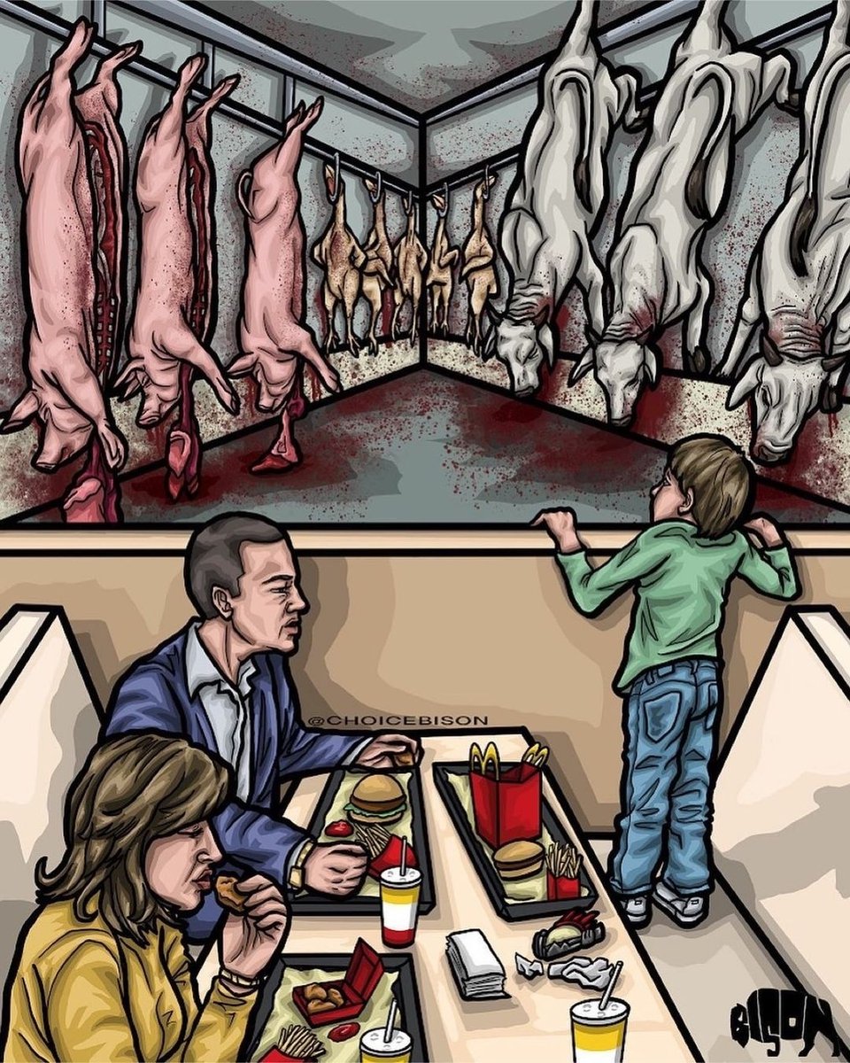 teamveganfta's tweet photo. It's easy to disconnect certain foods from their origins. But one cannot forget the reality that every hotdog, nugget, or burger was once a living being &amp; was killed, chopped up &amp; processed to become a ‘meal’

📷: ChoiceBison on IG

#animalrights #animals #meat #govegan #veganism https://t.co/Bi8mf8NqLK