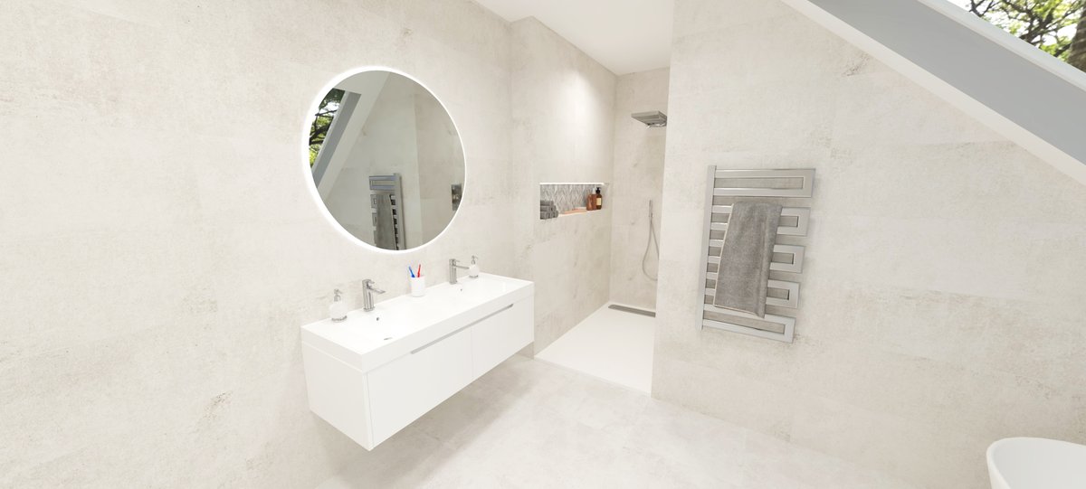 ECorbettDesign's tweet photo. Working with Porcelanosa to redesign an attic bathroom in a Dundee Home.

Natural coloured tiles, feature mosaics and velux window to create a relaxing atmosphere.

The following images were created using DOMUS 3D.

#design #bathroomdesign #porcelanosa #interiordesign #DOMUS3D https://t.co/YZH2naYcPm