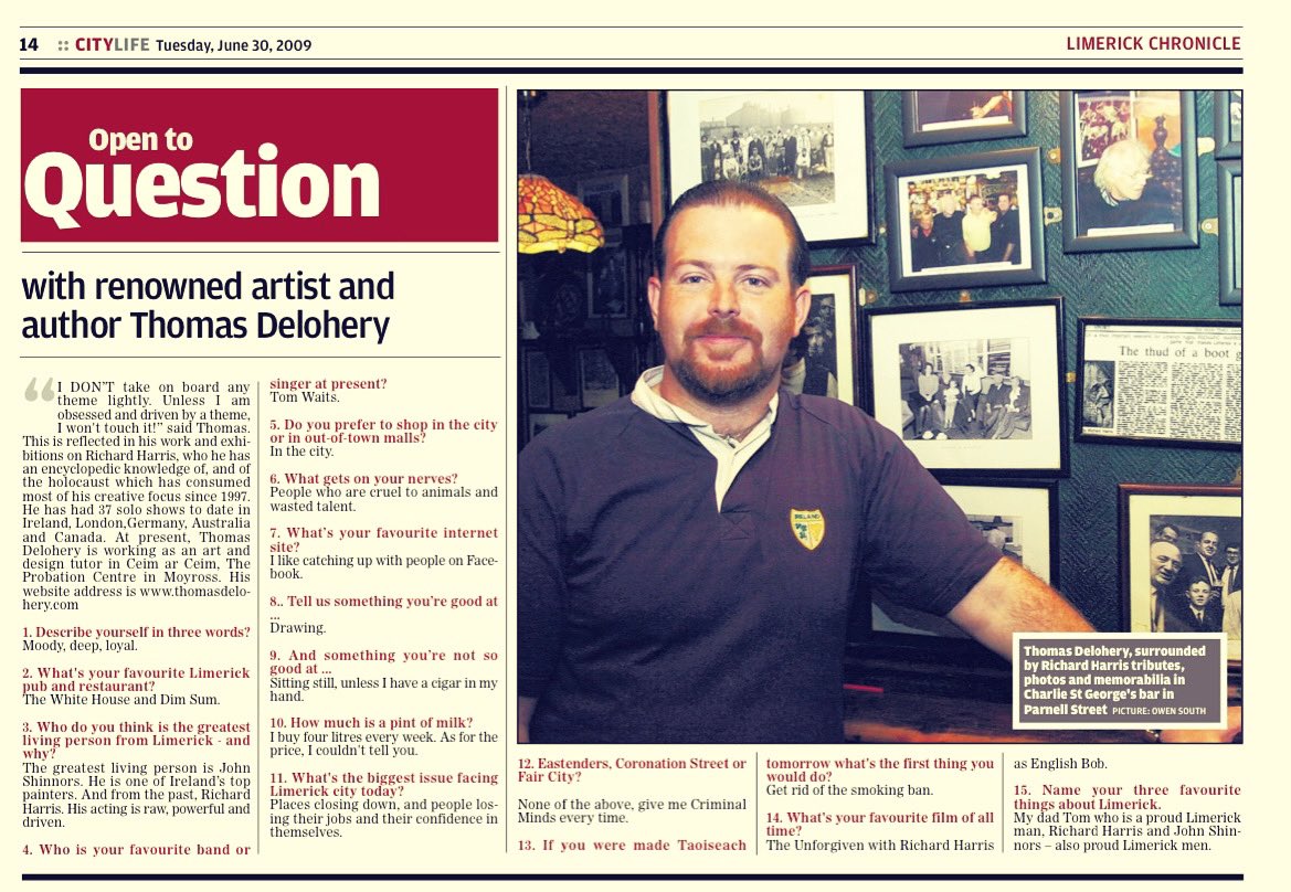 TomdeloheryJ's tweet photo. #tbt #irishpress #limerickleader #artistthomasdelohery #thomasdelohery @TomdeloheryJ Thomas Delohery #charliestgeorgespub #limerick #ireland https://t.co/Xziz8Jz6x7