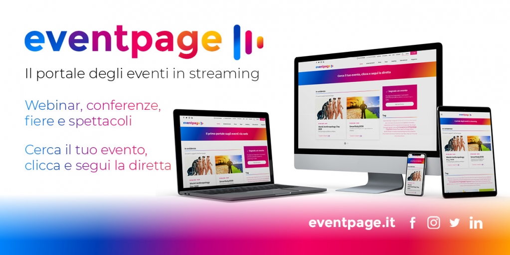 Cerchi online un #webinar, un #evento, uno #spettacolo?
Vieni su Eventpage il primo portale degli #eventi in #streaming

 eventpage.it