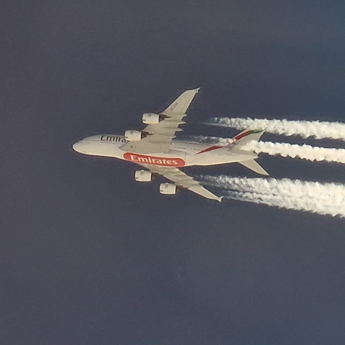 When you are travelling at 33,000 ft altitude to Santorini and this monster overtakes you !! #Emirates #emirates <a href="/emirates/">Emirates</a>