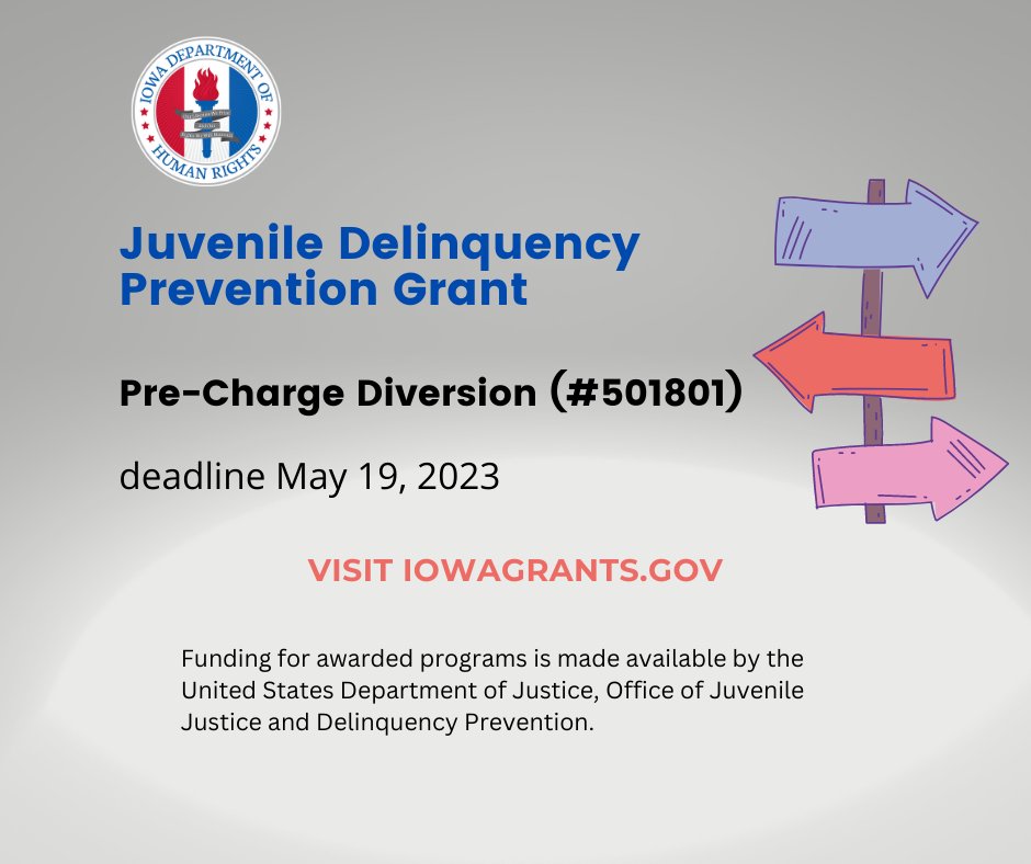 iowadhr's tweet photo. The deadline to apply for the pre-charge diversion grant is May 19, 2023.  For details, visit https://t.co/vUlgIZV4P2. https://t.co/cwzJ6gjfQT