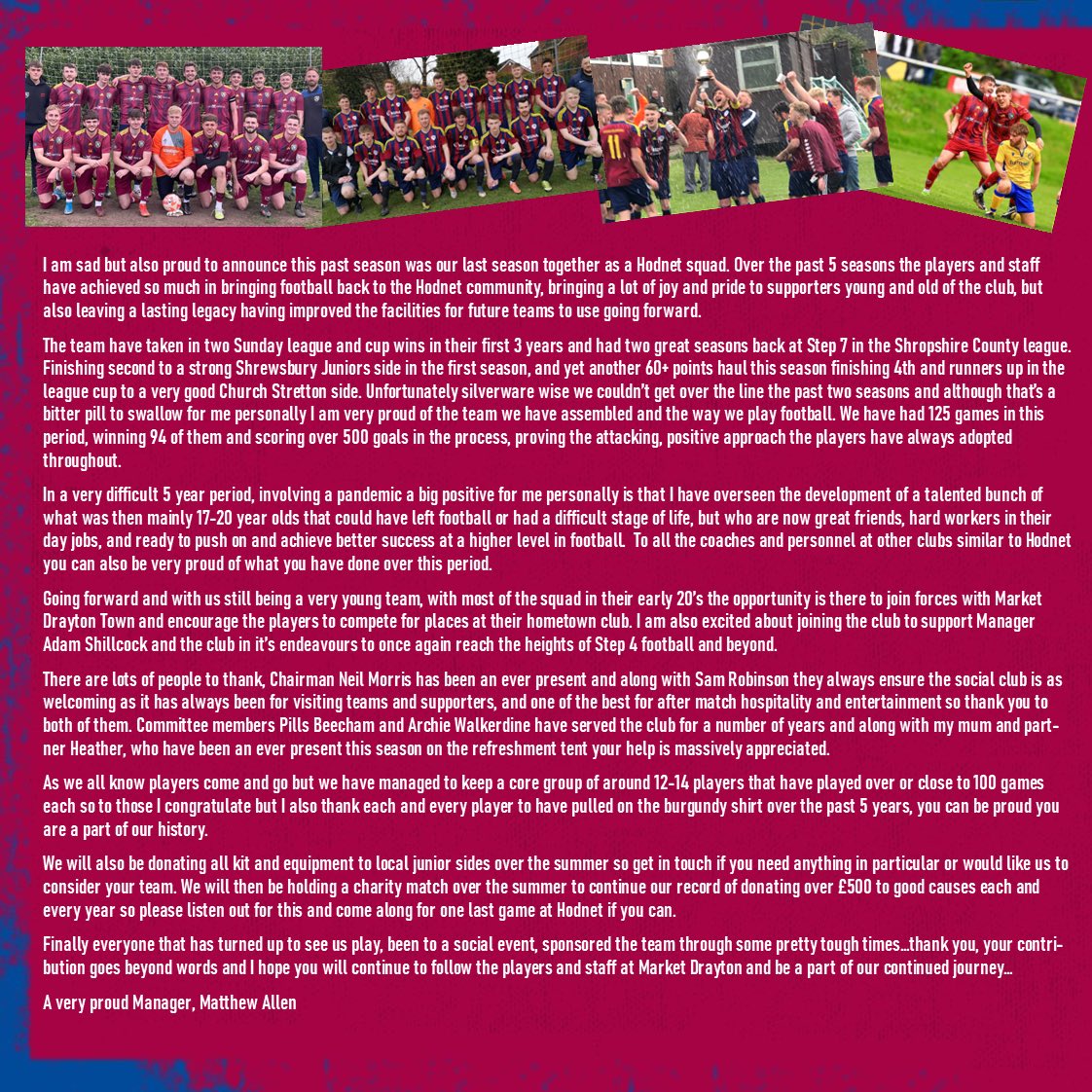 Hodnet FC (@hodnetfc) on Twitter photo A STATEMENT ON OUR FUTURE 📝 A STATEMENT ON OUR FUTURE 📝