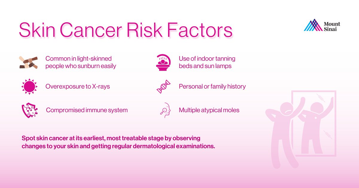 May is Skin Cancer Awareness Month. Know the risk factors, observe any changes to your skin and get a regular dermatological exam. Early detection = high success rate. <a href="/EmmaGuttman/">Emma Guttman-Yassky</a> @MountSinainNYC #SkinCheckChallenge