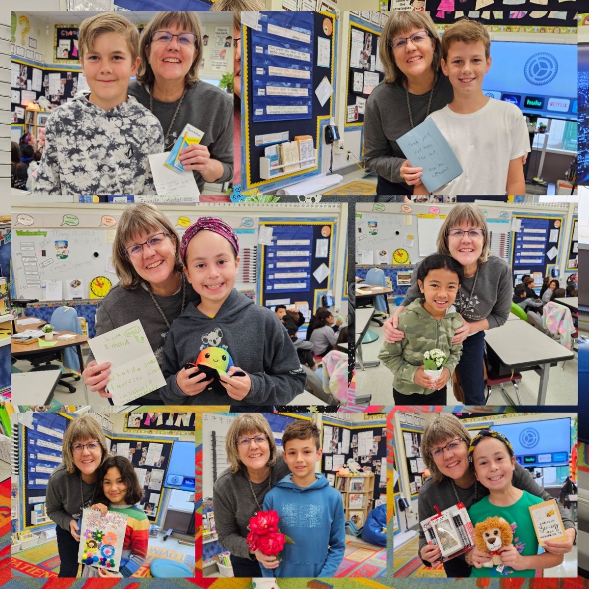 'Thanks for helping me grow,' 'Supply them with thanks,' and 'Thank them for all the laughs!' 🥰 Thank you, #crestmontptc for organizing such a spectacular #teacherappreciationweek ! #itsthelittlethings #grateful #rcsdcrestmont #rcsdchampions