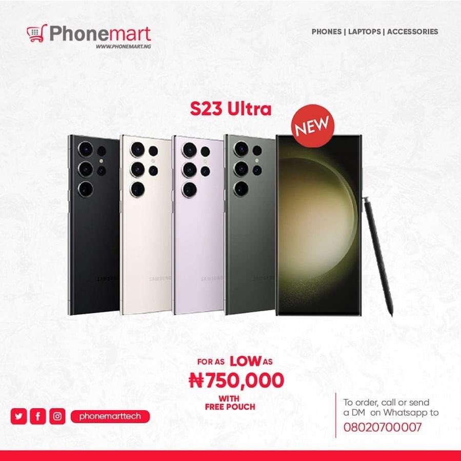 phonemarttech's tweet photo. ★★ 𝐍𝐞𝐰 𝐒𝐀𝐌𝐒𝐔𝐍𝐆 𝐆𝐀𝐋𝐀𝐗𝐘 𝐒𝟐𝟑 𝐔𝐋𝐓𝐑𝐀 @𝟕𝟓𝟎𝐊 
•
CALL/WHATSAPP US TO ORDER: +2348020700007.
08094141444
Address: No 4B OTIGBA street, Computer Village Ikeja, Lagos.
•Pay on Delivery only in Lagos....
Follow/Like Us: @phonemarttech 
https://t.co/hLoFhZG9Go https://t.co/xatGxQh3ZI