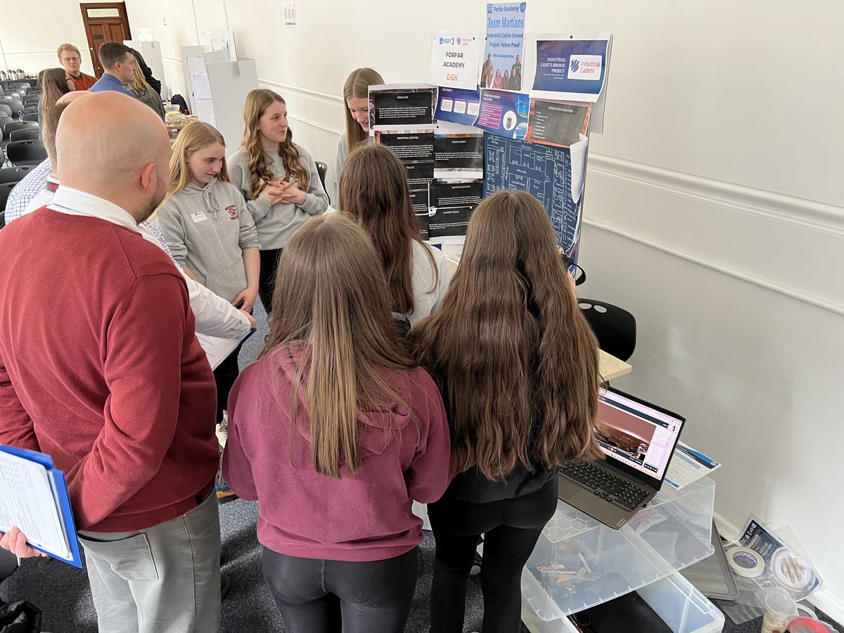 FATech_Ed's tweet photo. Well done to our S2 all Girl #GO4SET team that nailed the Pupils’ Award at the @EDTScotland event at Abertay Uni. Pictured with their mentors from @GSK it was a great finale to a 12 week STEM project that has led to a bronze industrial cadet certificate too #FORrepect_integrity https://t.co/1jmTuCRrbR